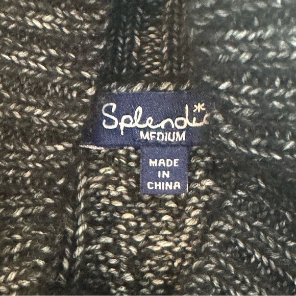 Splendid Gray Color Block Cable Knit Turtleneck Sweater - Picture 6 of 7